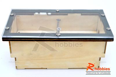 RC Boat Radio Gear Wooden Container with Transparent Hard Plastic Cover