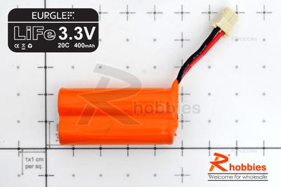 Eurgle 3.3v 20C 400mAh Mini Z LiFe Battery (2pcs)