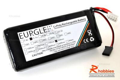 Eurgle 11.1v 3S1P 8C 2200mAh Lipo Battery (Horizontal) (for Futaba 3PKã€M11ã€4VF Radios)
