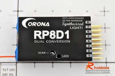 Corona RP8D1 8Ch Dual Conversion Long Range FM Synthesized RC Receiver