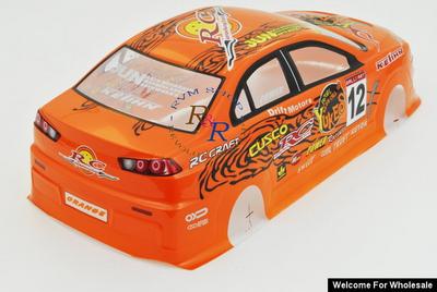 1/10 Mitsubishi Lancer Evolution Analog Painted RC Car Body With Rear Spoiler (Orange)