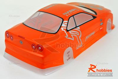 1/10 Nissan GTR Analog Painted RC Car Body With Rear Spoiler (Orange)