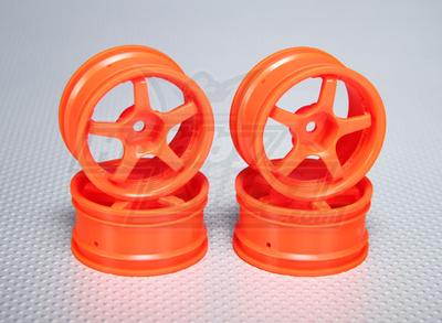 1:10 Scale Wheel Set (4pcs) Orange 5-Spoke RC Car 26mm