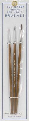 Atlas Brush Red Sable Round 3 piece Brush Set 5/0-0-2 ABS58A