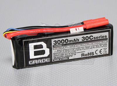 B-Grade 3000mAh 3S 30C Lipoly Battery