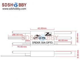 ZTW Spider-Series 30A OPTO Brushless ESC 3S-6S for Multi-Rotor Helicopter