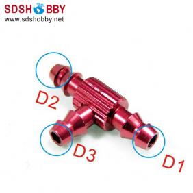 Red Color 3 Way/Three-Way T Type Fuel Jointer D4xD3xL21