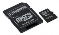 16GB MicroSD Kingston SDHC Class 4 Memory Card + SD Adapter