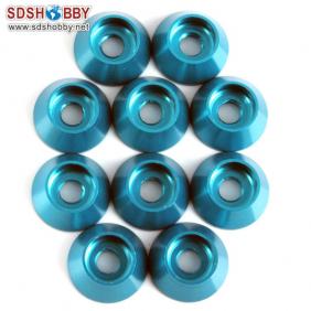 Cone Aluminum Alloy Gasket/Washer M4 (10pcs/bag) Blue Color