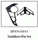 Stabilizer/Fin Set for Black Hawk HP-450 Helicopter HP450-M014