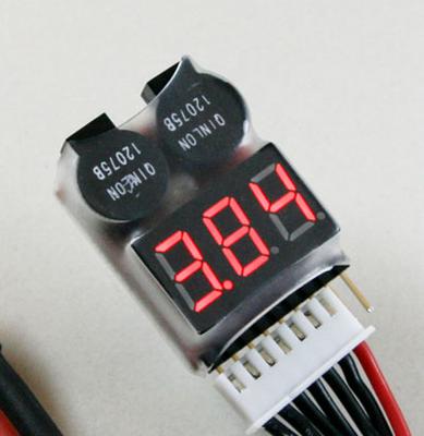 HiModel LED 1-8S LiPO Battery Voltage Tester/ Low Voltage Buzzer Alarm (1S support 3.7-30V)