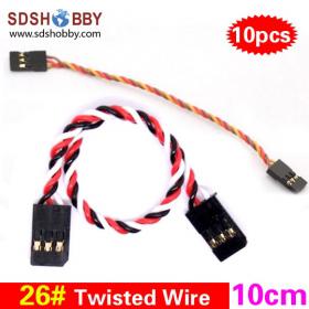 10pcs* 26#/ 26AWG Twisted Wire 10cm 100mm Connecting Line for Flight Control/ Male-male Servo Wire- JR/ Futaba color