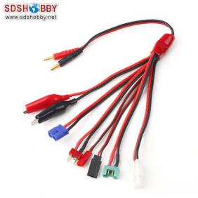 Output L350mm/18AWG Multi-Charging Cable Set with T plug, Banana Connector, Crocodile Connector, Futaba Connector, JST Connector, Tamiya Connector and Six Pin Connector