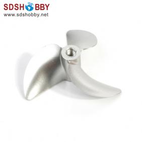 3 Blades CNC Boat L-Propeller Fully Submerged with Dia-A=M4, Dia-B=40mm, Pitch Ratio: 1.4