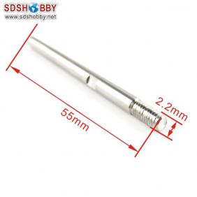 Drive Shaft with Teeth/ Thread Length =55mm Dia.-A=3.17mm Dia.-B=2.2mm for RC Model Boat