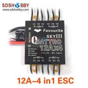 FVT 12A 4 in 1 Brushless ESC/Speed Controller (Eagle Series) for RC Multicopter with BEC & Using BIHELI Program