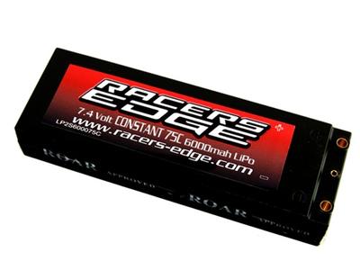 Racers Edge 6000Mah 75C 2S Lipo Battery Ds RCELP2S600075C