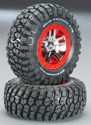 Traxxas Red Bdlk Wheel, w/ S1 Compound Tire : Slayer 4x4 TRA5975R