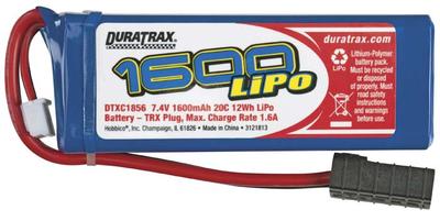 DuraTrax LiPo 7.4V 1600mAh 20C 1/16 1/18 Mini Pack TRA DTXC1856