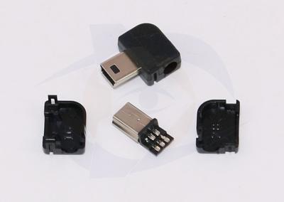 Mini USB 5 Pin Male Right Angle Connector (with housing)