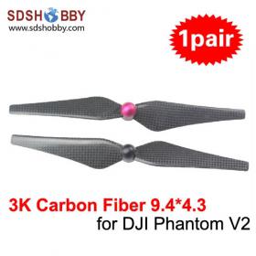 1pair* Dedicated 3K Carbon Fiber Positive and in Reverse Propeller 9443 9.4x4.3 for DJI Phantom V2 with Self-locking Nut