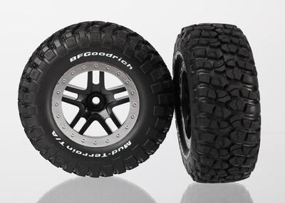 Traxxas Tire/Wheel Assy Glued Split Spoke Black (2) TRA5885