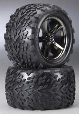 Traxxas Tires/Wheels Gemini Black Chrome E-Revo (2) TRA5374A