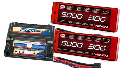 Venom LiPo 7.4V 5000mAh 30C Battery (2) & DuraTrax Onyx 245 Dual VNR15080-DTXP4245