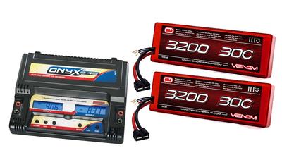 Venom 30C LiPo 11.1V 3200mAh Battery (2) & DuraTrax Onyx 245 Dual VNR15038-DTXP4245