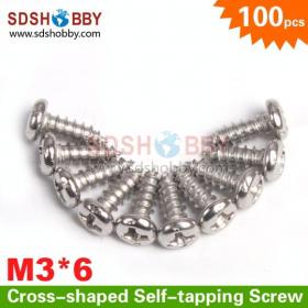 100pcs* Stainless Steel 304 Round Head Cross-shaped Self-tapping Screw M3*6