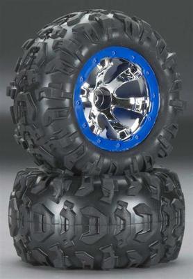 Traxxas Tires/Wheels Assembled Blue Beadlock 1/16 Summit TRA7274