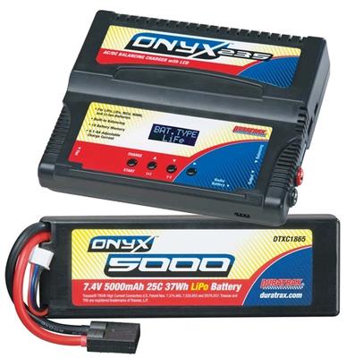 DuraTrax LiPo 7.4V Onyx 5000mAh 25C Battery TRA Plug & DuraTrax Onyx 235 AC/DC Advanced Charger