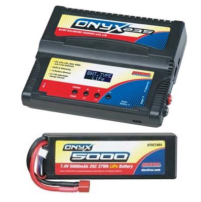 DuraTrax LiPo 7.4V Onyx 5000mAh 25C Battery & DuraTrax Onyx 235 AC/DC Advanced Charger
