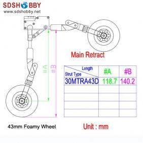 DSR-30T 90 Degree Tricycle Electric Retract Landing Gear for less than 1.8KG Airplane
