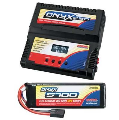 DuraTrax LiPo 7.4V Onyx 5700mAh 25C Battery & DuraTrax Onyx 230 AC/DC Charger DTXC1870-DTXP4230